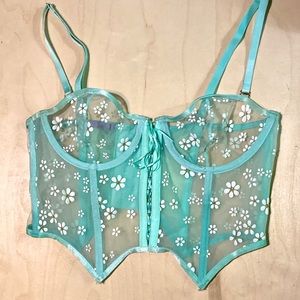 Blue flower corset bustier lingerie